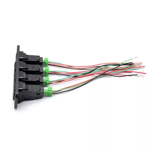 12V on off switch panel 4 gang LED Push Switch Panel for Auto Car To yota 40*20mm aftermarket parts            This 12 volt push switch is a single throw ON - OFF switch designed to operate your 12 volt accessories. it has a face surface size of 1.54